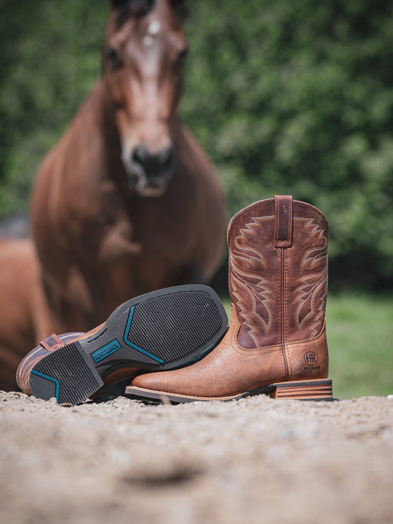 Bottes Western "Rusty" Hunt Ranch – Crème Vieilli & Rouille Profond