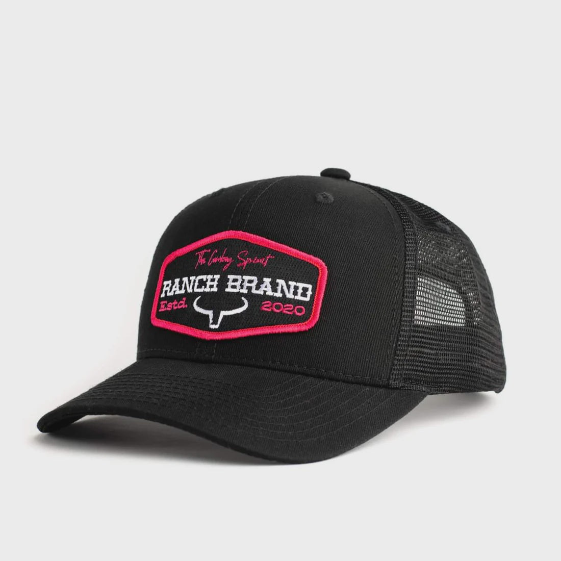 Casquette Patch Ranch | Noir & Mesh Noir | Logo Rose – La boutique Hunt ...